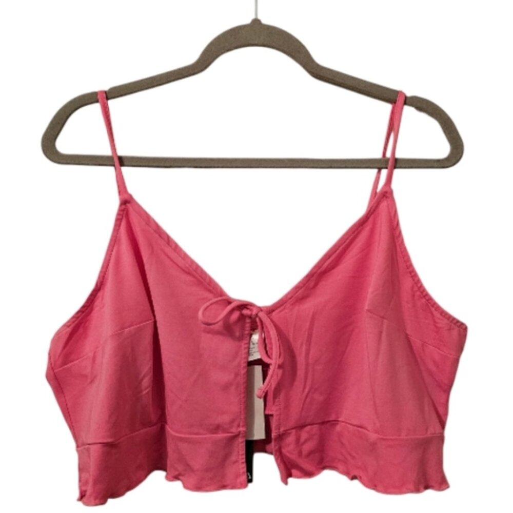 Pink Divided H&amp;M Women's Tie-Front Peplum Crop Top